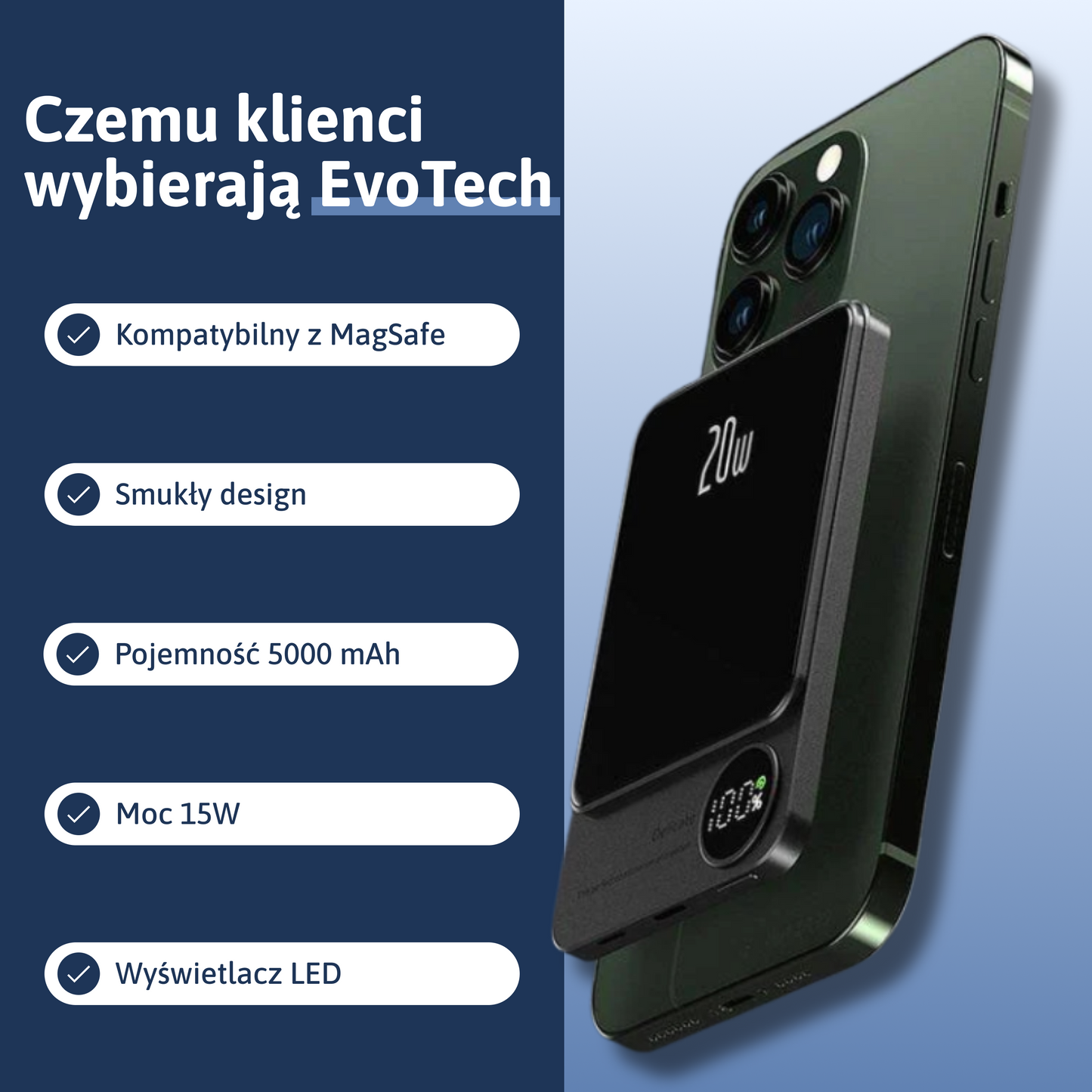 Magnetyczny i Bezprzewodowy Powerbank